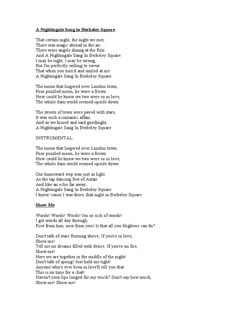 Lyric Sheet PDF