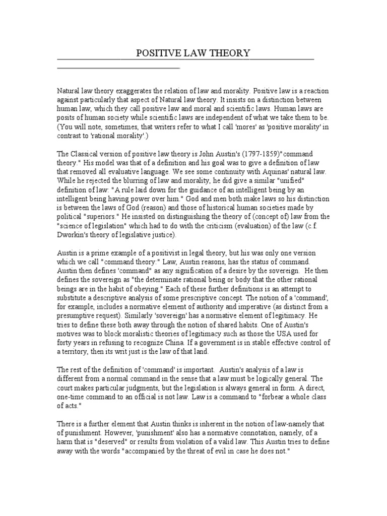 Positive Law Theory PDF Natural Law Theory