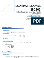 Sistem Persamaan Linear Dan Matriks: DR - Ir. M.Cahyono DR - Eng. Arno Adi Kuntoro M.Bagus Adityawan, Ph.D.