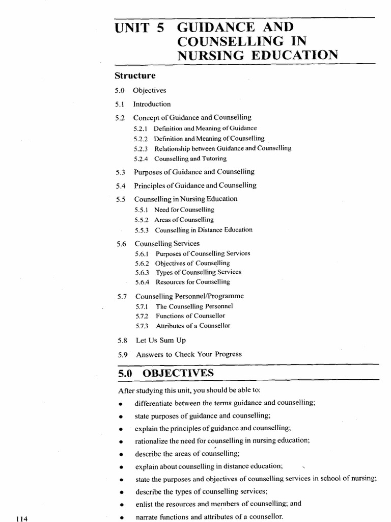 Unit Guidance and Counselling in Nursing: Education | PDF ...