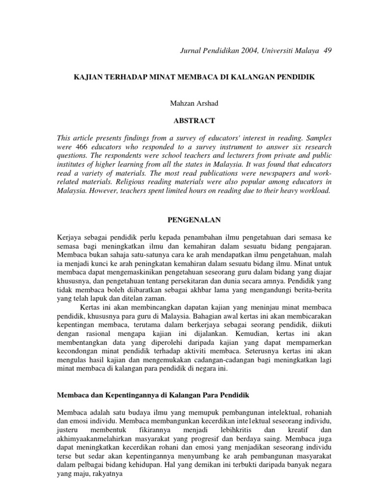 Kajian Minat Membaca Pdf