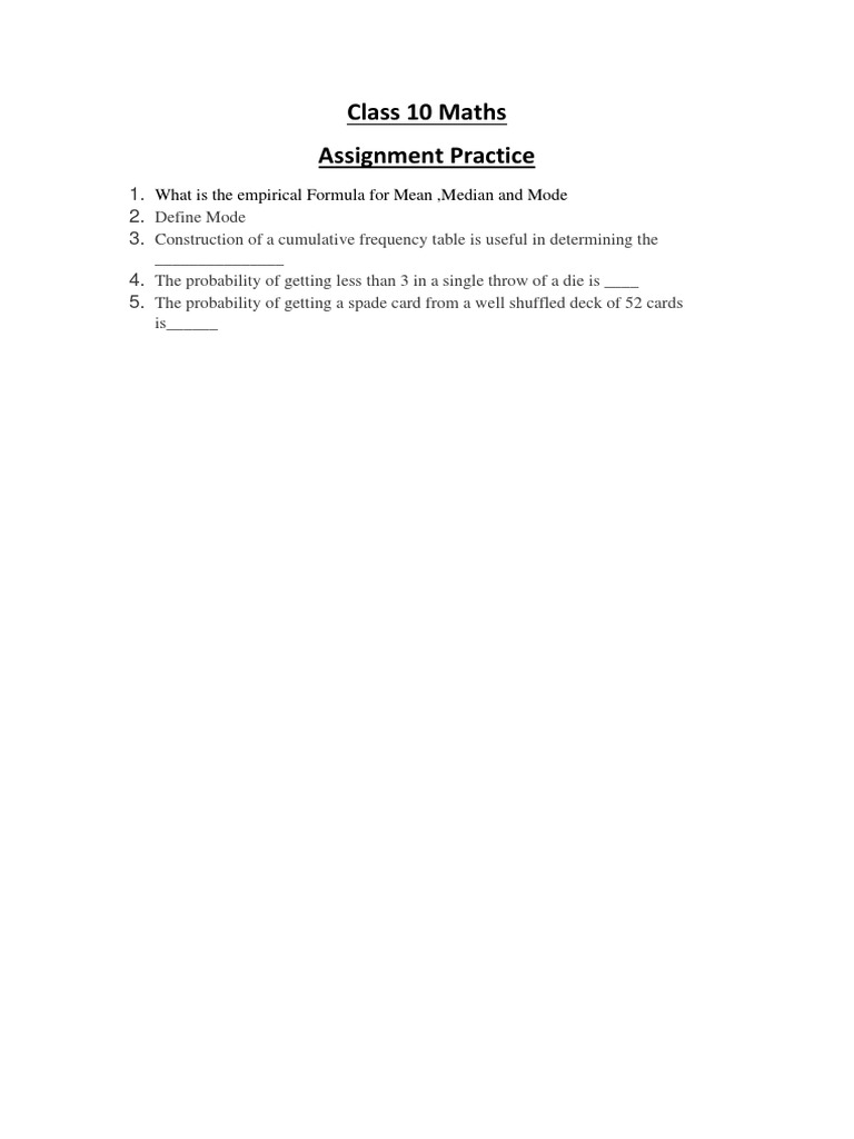 Class 10 Maths Assignment Practice: What Is The Empirical Formula For ...