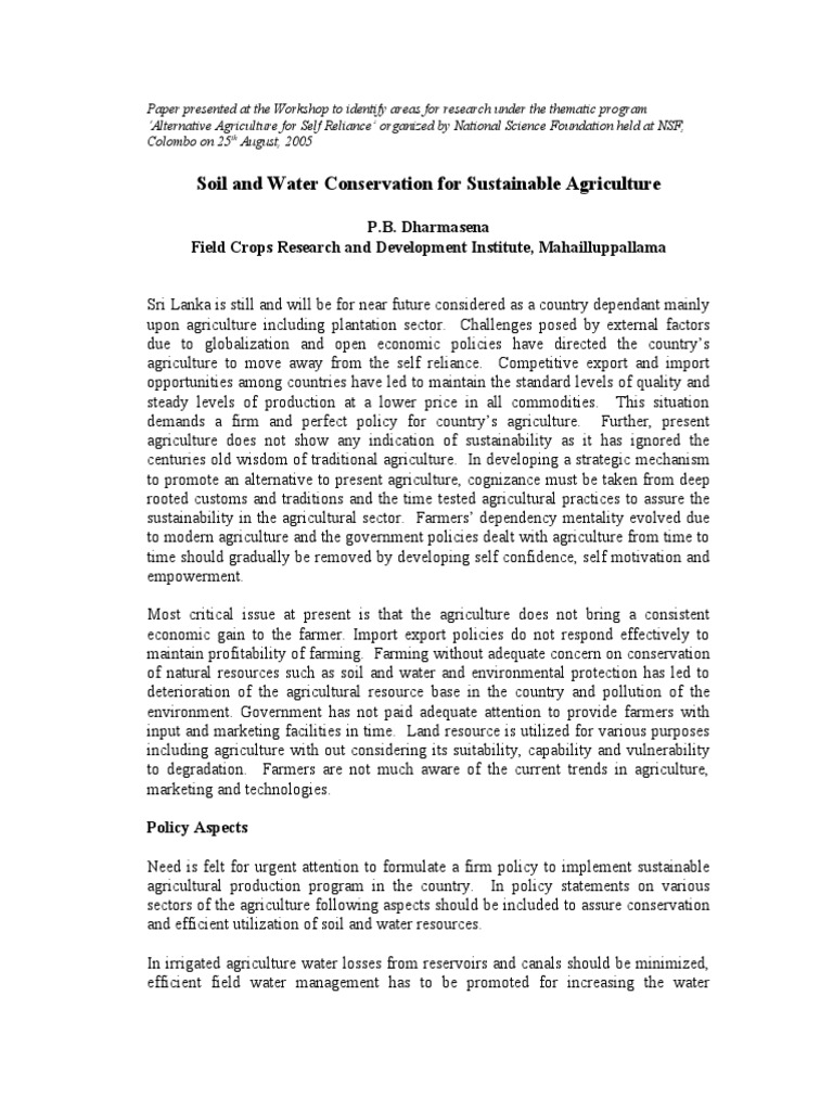Soil and Water Conservation For Sustaina | PDF | Agriculture ...