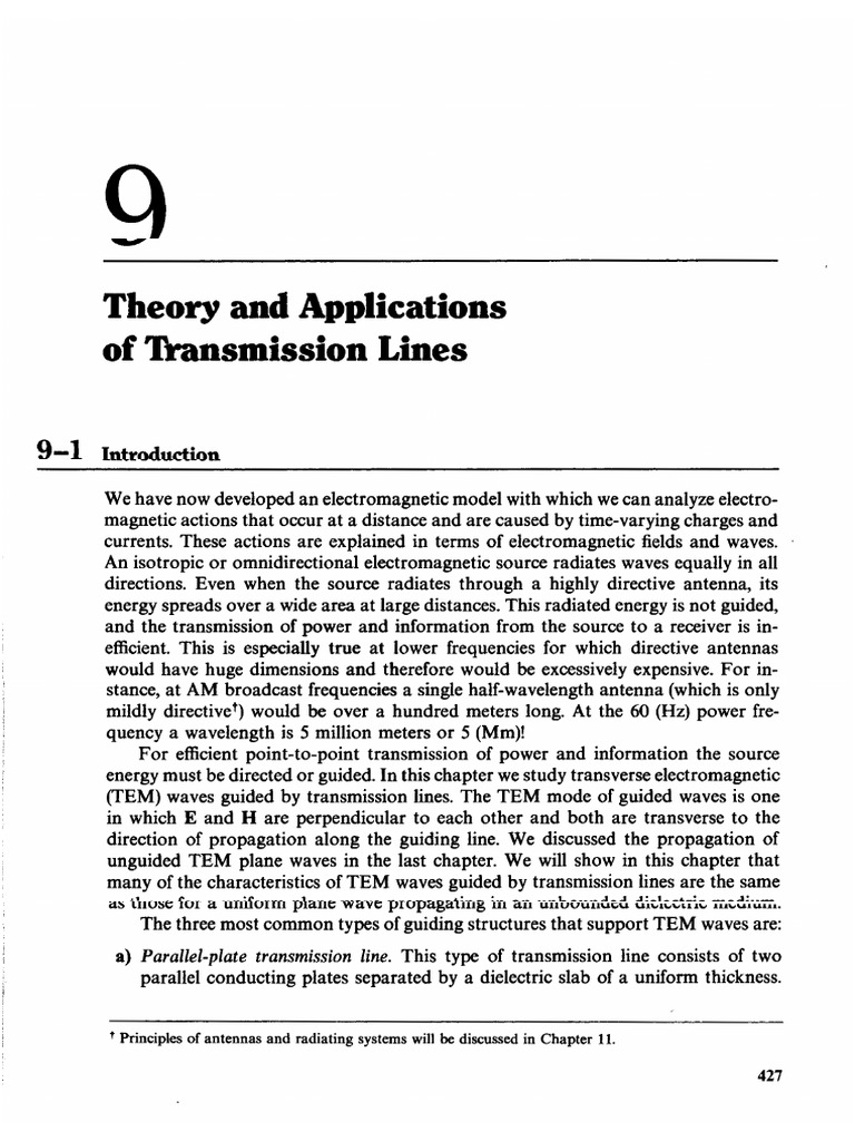 Theory and Applications of Transmission Lines PDF Transmission
