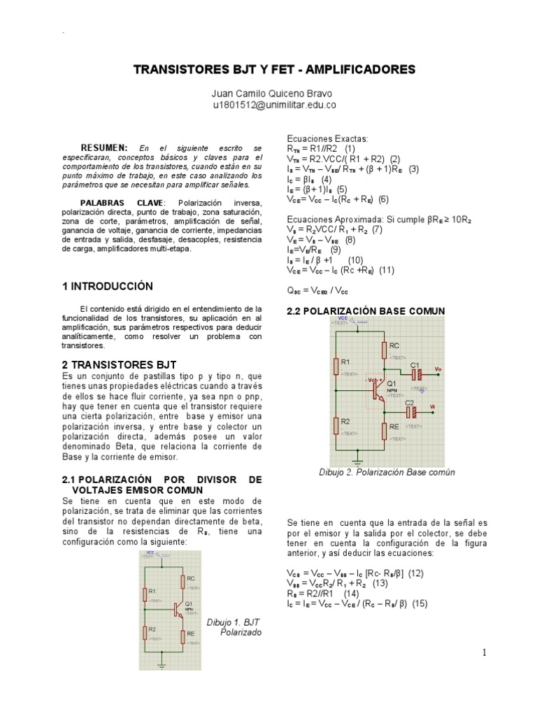Transistores BJT - JFET | PDF | Transistor | Transistor de unión bipolar