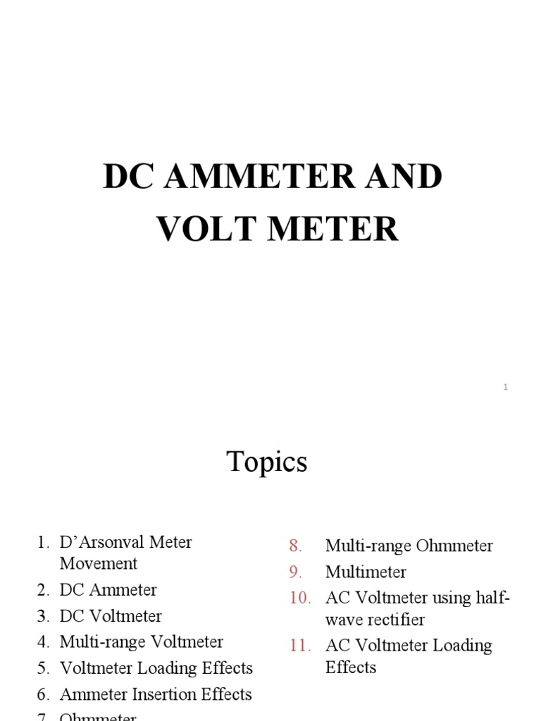 DC Ammeter and Voltmeter PDF Electronics Quantity