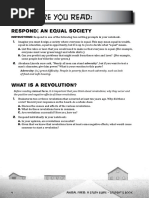 Before You Read:: Respond: An Equal Society