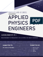 Applied Physics For Engineers: PHY121 LAB-1E (BEE)