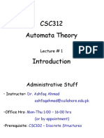 CSC312 Automata Theory: Lecture # 1