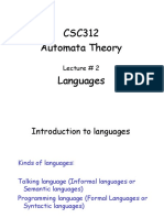 CSC312 Automata Theory Languages: Lecture # 2