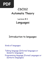 CSC312 Automata Theory Languages: Lecture # 2