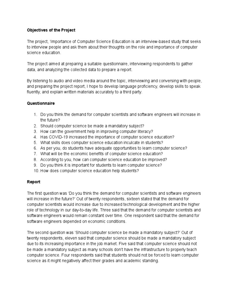 Objectives of The Project | PDF | Science Education | Computer Science