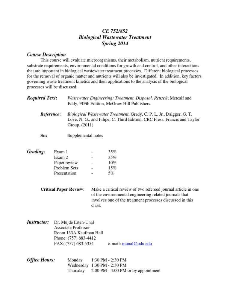 Biological Wastewater Treatment Course | PDF | Sewage Treatment ...
