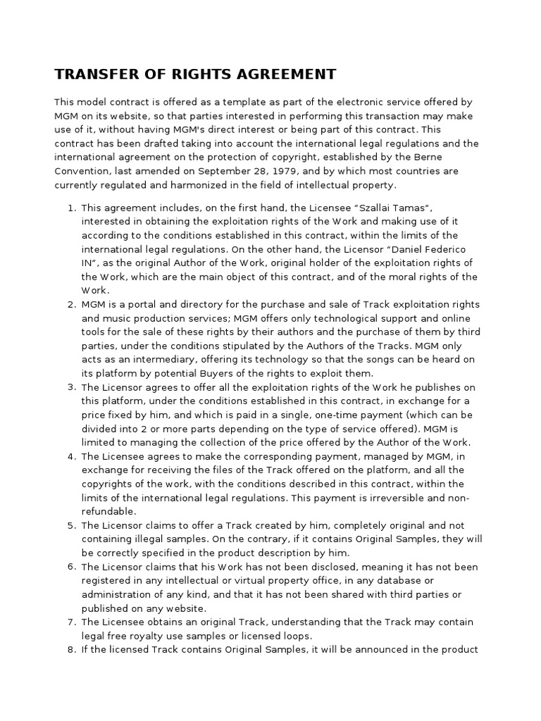 assignment of rights agreement pdf