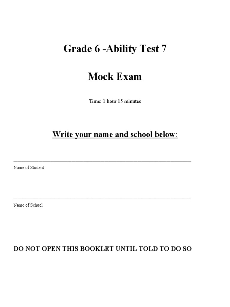 Grade 6 Ability Test | PDF
