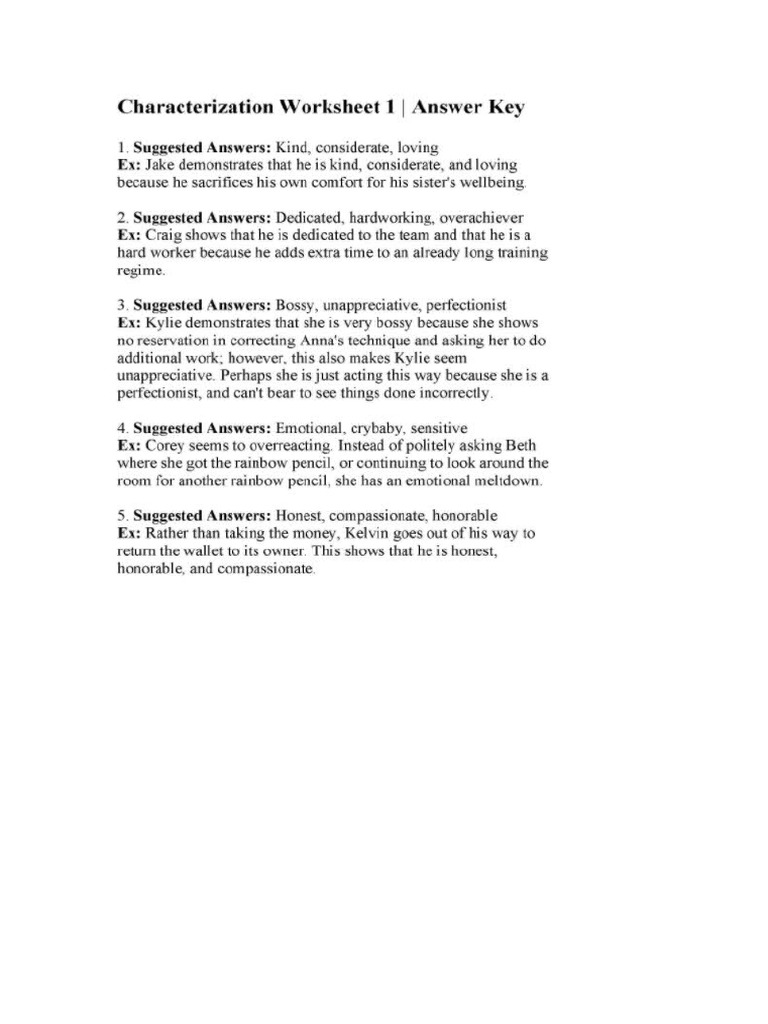 CharacterizationWorksheet ANSWER PDF