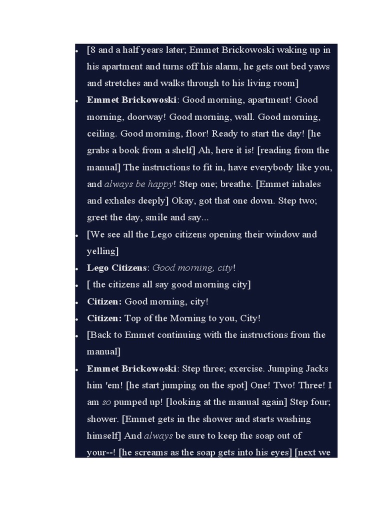Scene 2 The Lego Movie | PDF