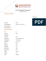 Post Graduate Programs: Preferences Details