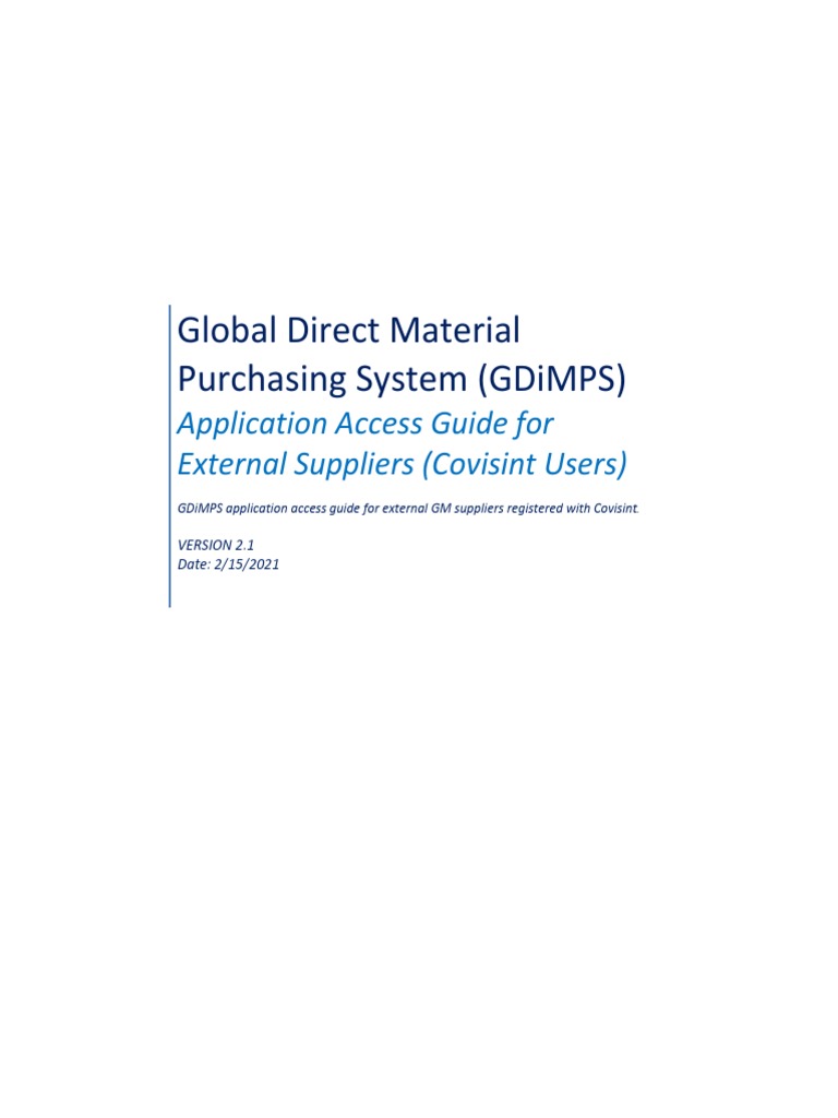GDiMPS Access Guide for Covisint Suppliers | PDF | Software | Computing