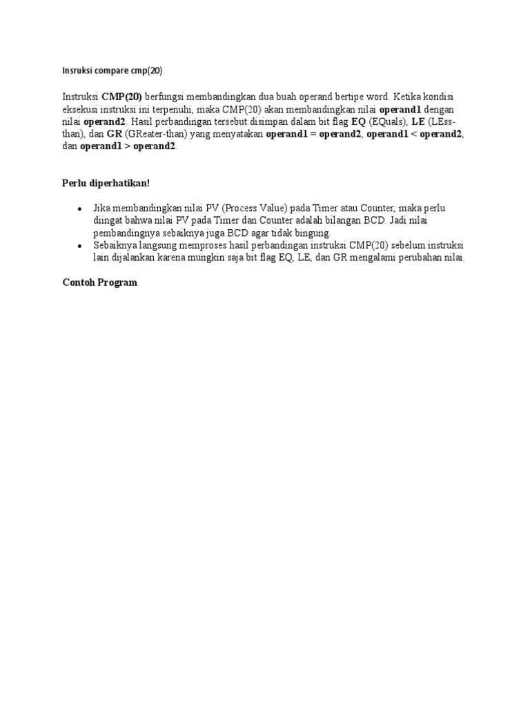 Instruksi CMP(20) untuk Perbandingan Operand | PDF | Komputer