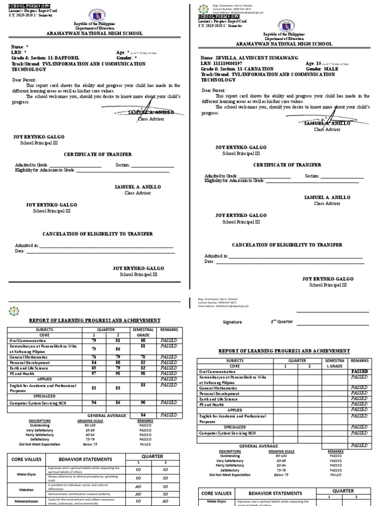 Proposed SF9 2019-2020 SHS G11 | PDF | Value (Ethics) | Solidarity
