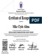 Virtual INSET Certificate of Recognition