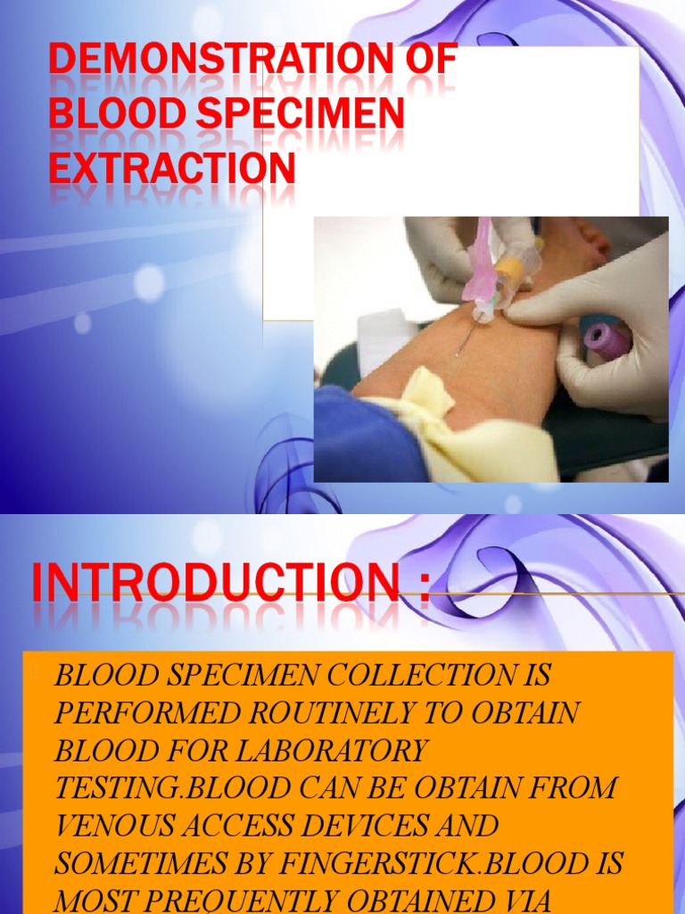 Blood Specimen Extraction Medical Specialties Clinical Medicine