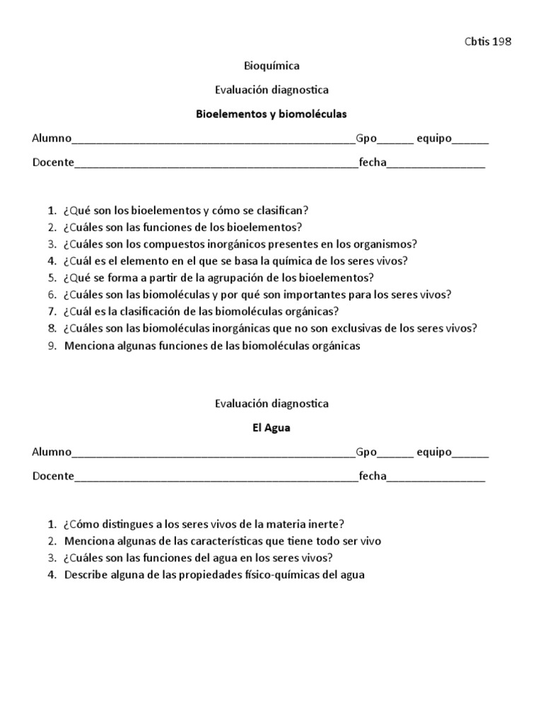 Bioelementos y biomoléculas en seres vivos | PDF