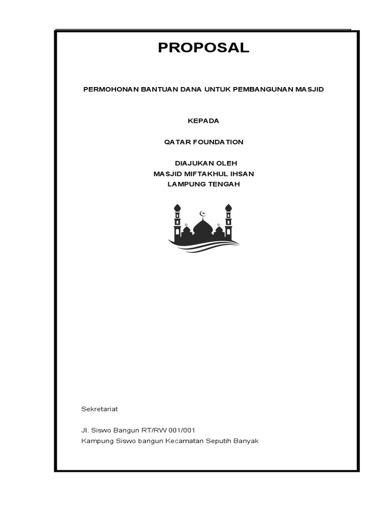 Permohonan Dana Pembangunan Masjid Miftakhul Ihsan | PDF