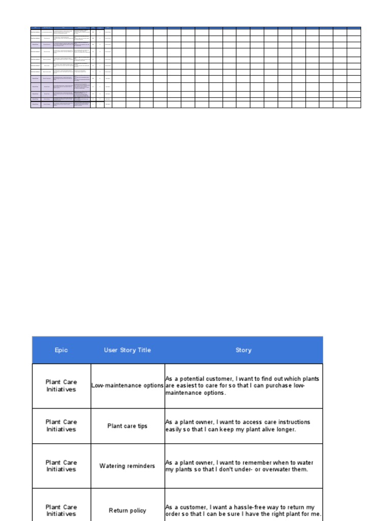 Epic User Story Title Story Acceptance Criteria Value Sprint Estimate