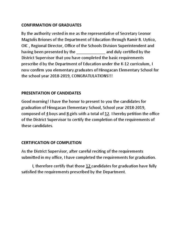 Script confirmation of graduates pdf