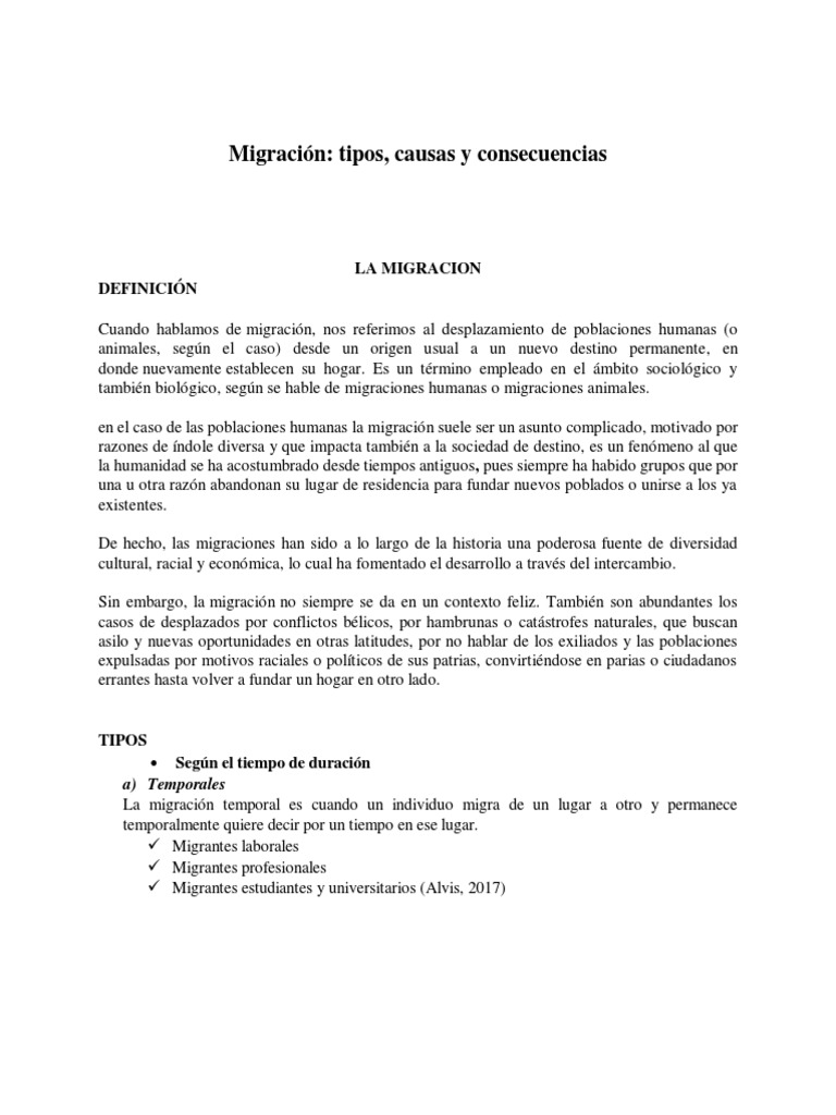 Tipos y causas de la migración humana | PDF | Migración humana | Economias