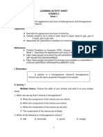 Learning Activity Sheet Science 6 Week 1 Competencies