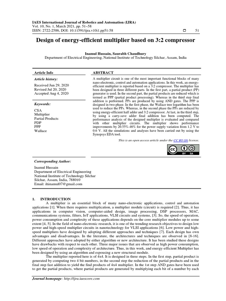 Energy-Efficient 3:2 Compressor Multiplier | PDF | Power Supply ...