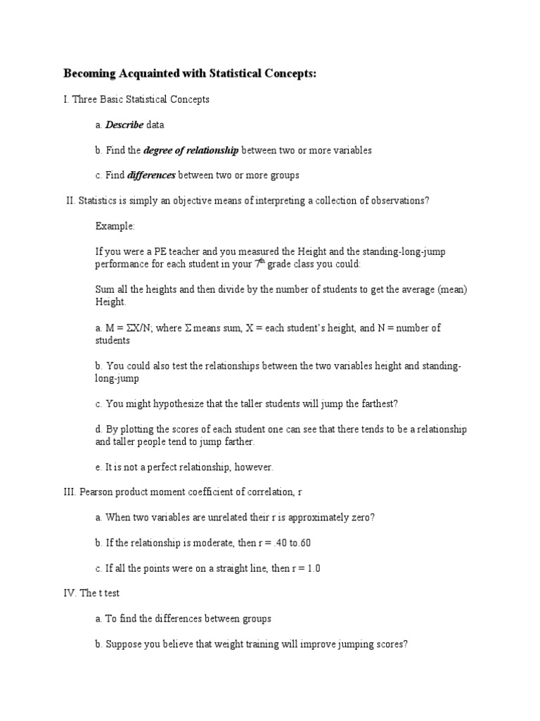 Understanding Basic Statistical Concepts | PDF | Statistics | Sampling ...