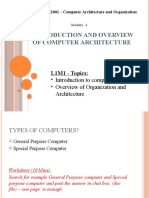 Introduction and Overview of Computer Architecture: L1M1 - Topics