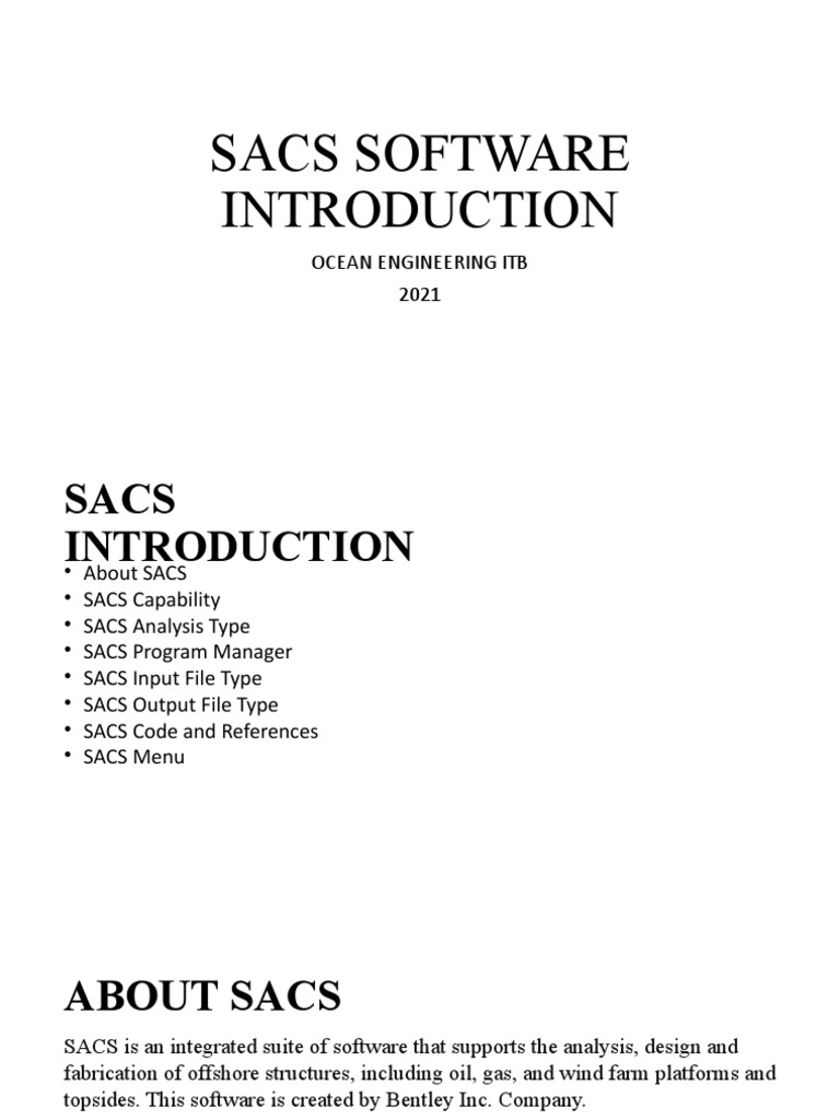 Sacs Software Introduction PDF Fatigue (Material) Solid Mechanics