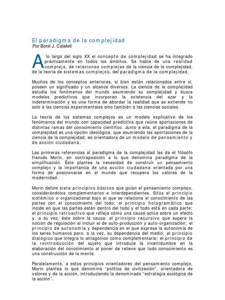 El Paradigma de La Complejidad | PDF