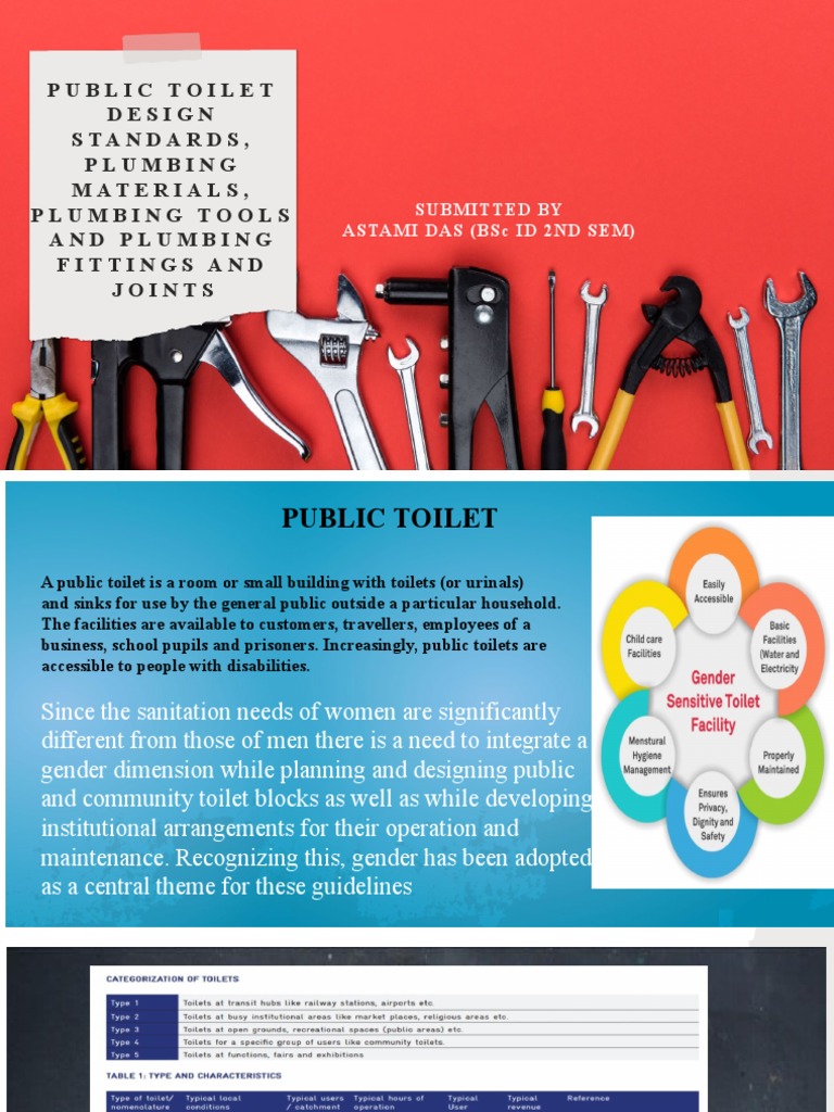 Public Toilet Design Standards, Plumbing Materials, Plumbing Tools and