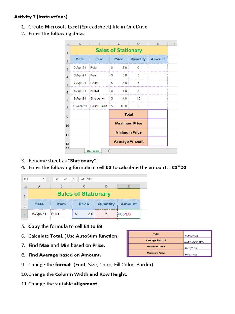 Excel Spreadsheet Formatting Guide | PDF