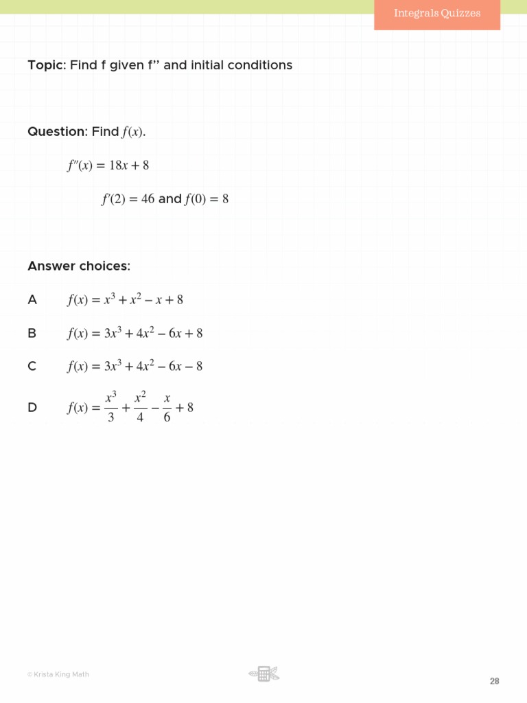 Find f(x) from f'' and Conditions | PDF | Derivative | Function ...