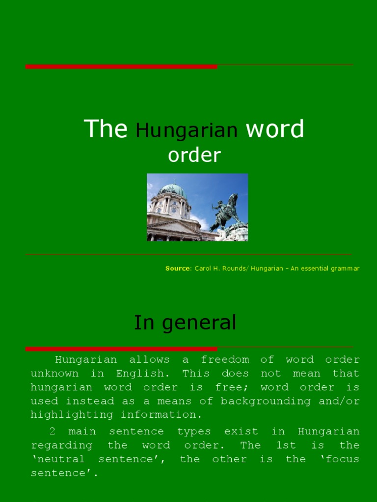 The Hungarian Word Order Sentence Linguistics Syntax Free 30