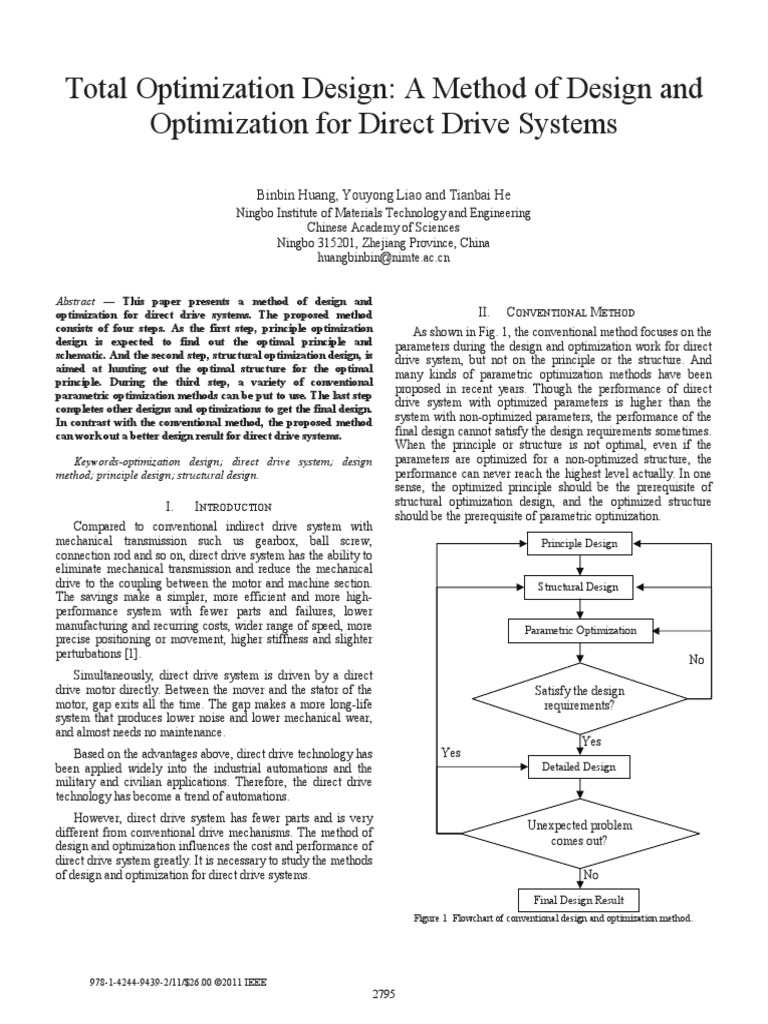 Total Optimization Design A Method of Design and Optimization For