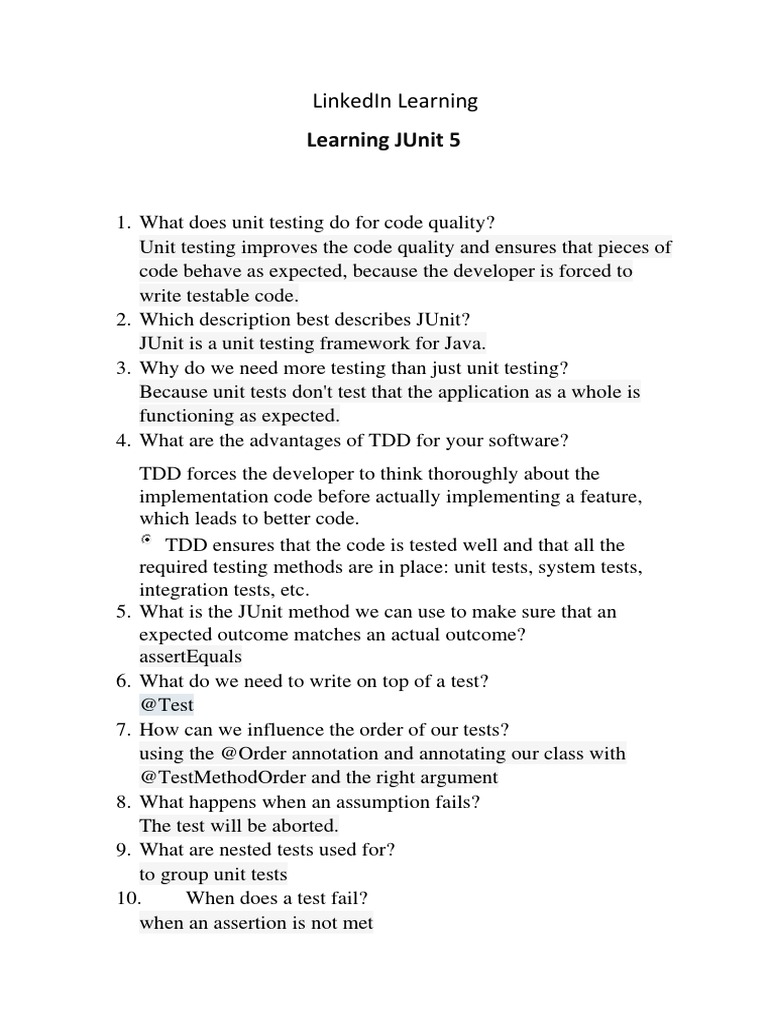 Junit5 LinkedIn Learning | PDF | Unit Testing | Test Driven Development