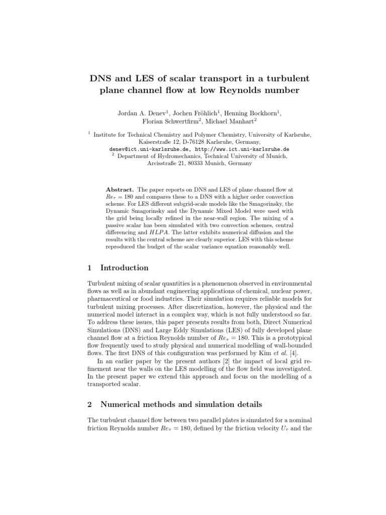 DNS lowRE PDF Fluid Dynamics Turbulence