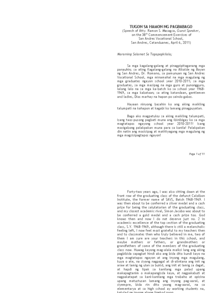 High school graduation speech image