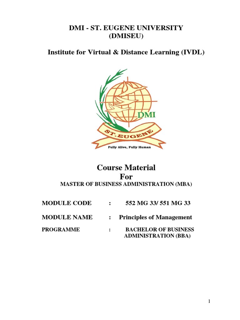 Dmi St. Eugene University (Dmiseu) Institute For Virtual & Distance