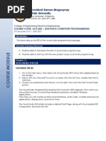 President Ramon Magsaysay State University: Course Code: Ace 223 - Advance Computer Programming