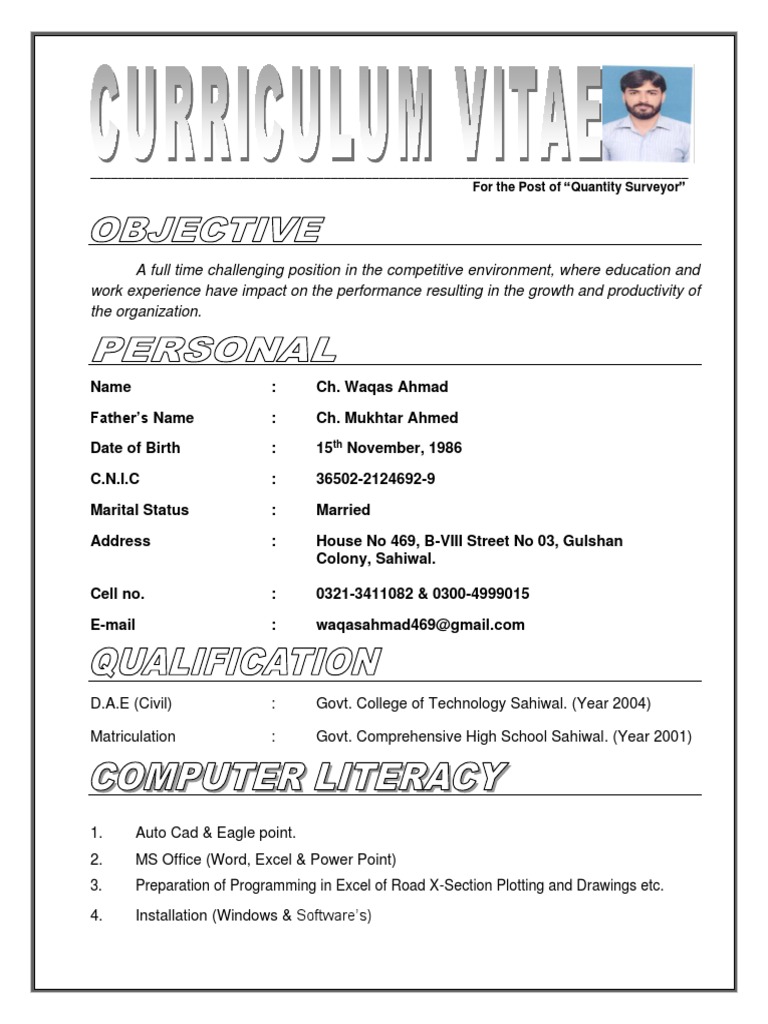 Quantity Surveyor CV and Project Experience | PDF | Controlled Access ...