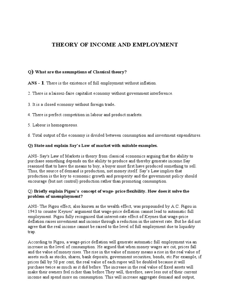 Theory of Income and Employment | Download Free PDF | Consumption